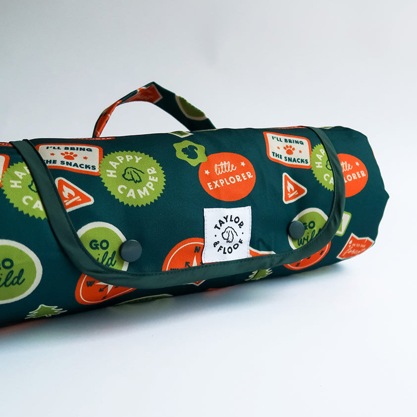 Taylor and Floof Happy Camper settle mat, one of the best dog settle mats in the UK.