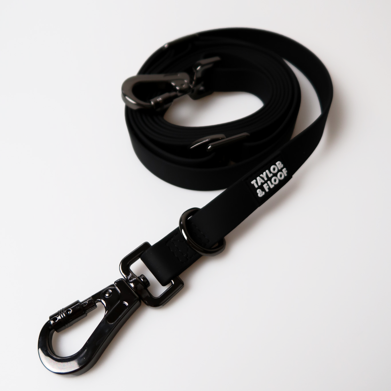Black adjustable hands free dog leash perfect for walking or training.