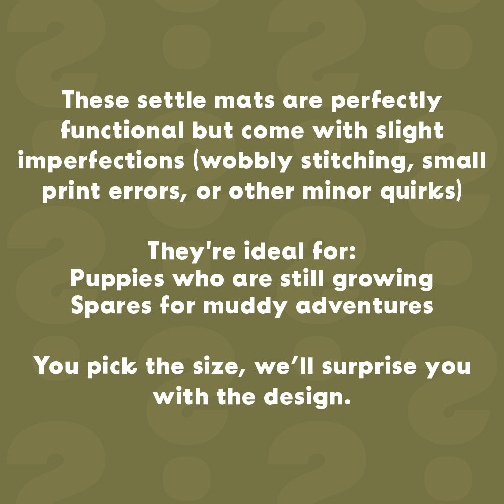 Text on a green background describing settle mats with imperfections and their uses.