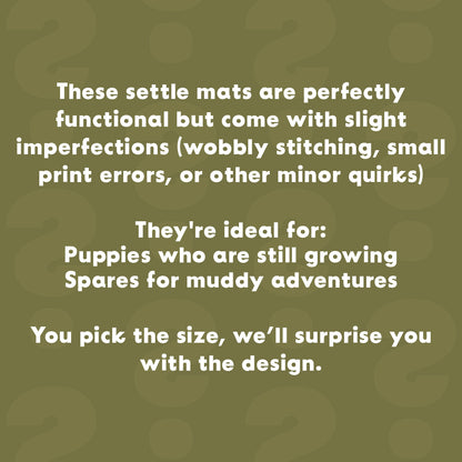 Text on a green background describing settle mats with imperfections and their uses.