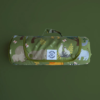Safari animal settle mat, ideal for calming routines at home or in public.